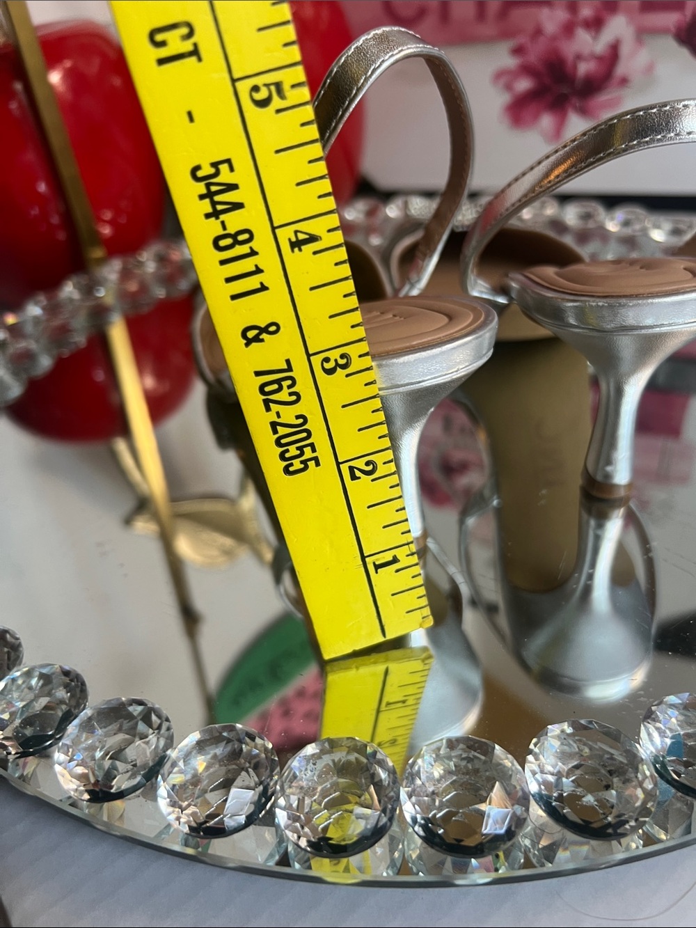 INC International Concepts Silver Crystal Pointed Slingback Heels size 7 - Picture 6 of 9